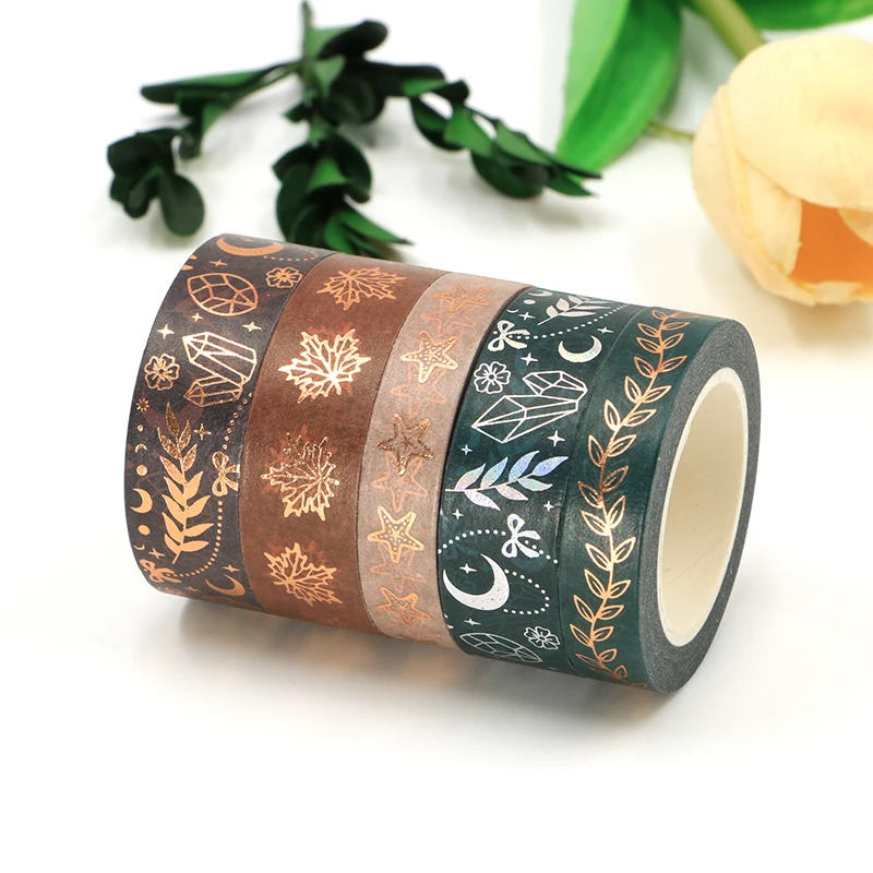 

5 Rolls Style Restoring Ancient Ways Washi Tapes Set 10m Masking Tapes Adhesive for DIY Craft Scrapbook Decorative Fall Decor