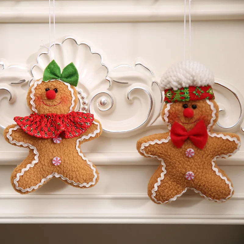 

Christmas Tree Gingerbread Man Pendant Holiday Celebration Decoration Fabric Five-pointed Star Shape Home Ornaments Furnishings