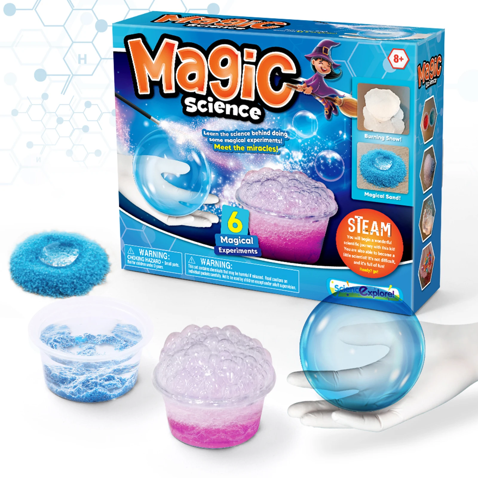 

Набор наука Magic Kit-Выполните 6 уникальных экспериментов в качестве волшебных трюков, включает волшебную палочку и более 20 шт. великолепных на...