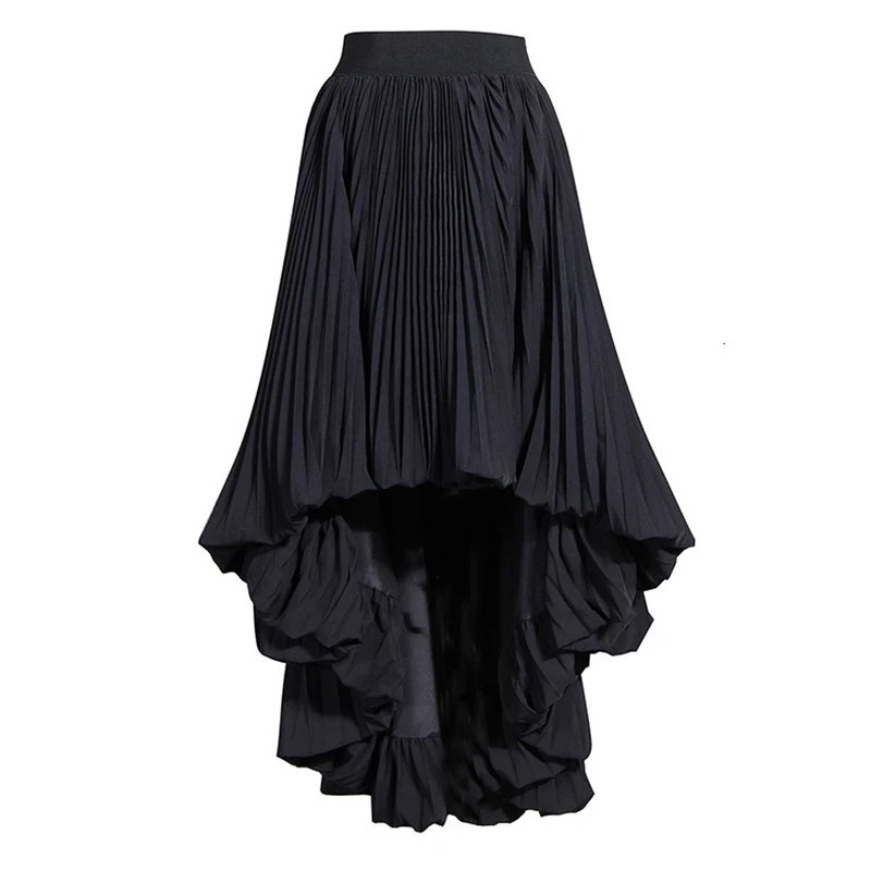 Высокая талия Макси юбка спереди короткая задняя длинная Асимметричная