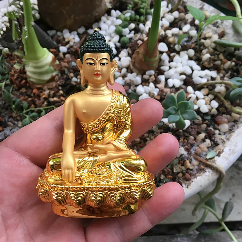 

9cm Gold Shakyamuni/Amitabha Small Hand Tibetan Plating Buddhist Statue,Tranic Putting Decorate Figurine