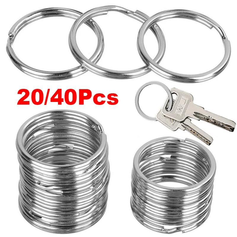 Кольцо для ключей из нержавеющей стали с родиевым покрытием круглый брелок