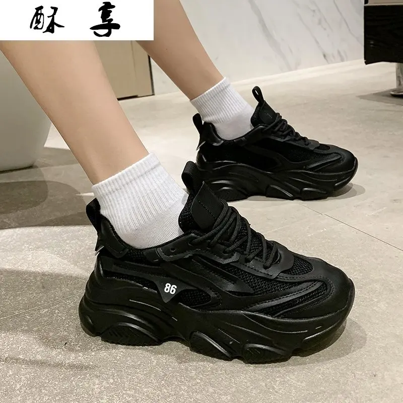 

Women Chunky Sneakers 2021 Spring Round Head Women Vulcanized Shoes Fashion Platform Mesh Breathable Casual Shoes Zapatos Mujer