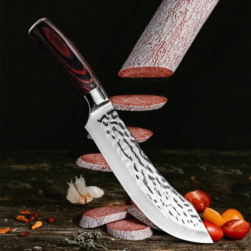 

7 Inch Chef's Knife Forged Stainless Steel Kitchen Cleaver Butcher Knife for Meat Fish Fruits and Vegetables
