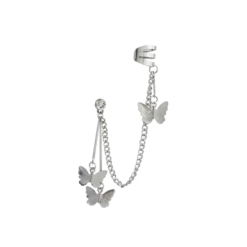 

Statement Single Ear Hook Stainless Steel Ear Clips Double Pierced Earring Butterfly Clip Earrings Women Girls Fashion Jewelry