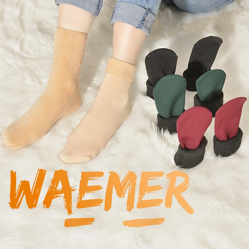 

Winter Warmer Women Thicken Thermal Wool Cashmere Snow Socks Seamless Velvet Boots Floor Sleeping Socks for Mens Free Shipping