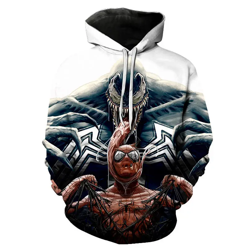 Новинка белая толстовка с объемным рисунком Веном мужская осенне-зимняя