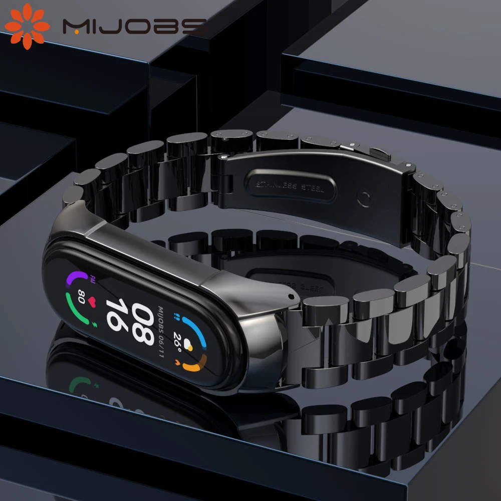 

Strap For Xiaomi Mi Band 6 5 4 3 Mi Band 6 Strap Miband 5 Wristbands Bracelet Metal Stainless Opaska Correa NFC Global Version