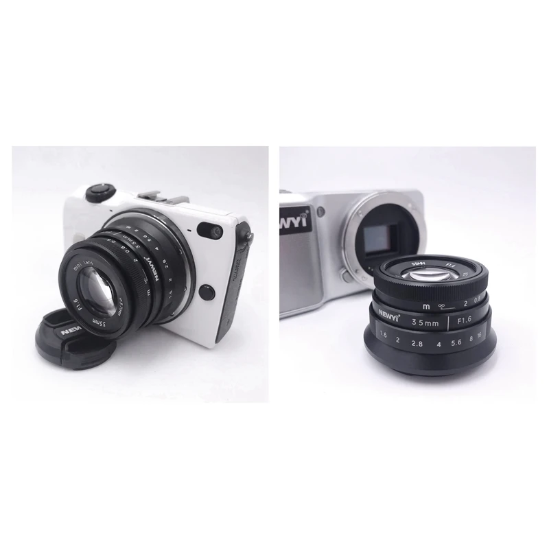 Объектив NEWYI 35 мм F/1 6 ручной фокус MF Prime для Canon EOS M M2 M3 M5 M6 M10 M100 черный и Sony|Крышки