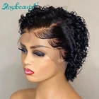 Парик Rosabeauty короткий кудрявый, стрижка Пикси, парик из натуральных волос, глубокая волна, кудрявый, 180 плотность, бразильский