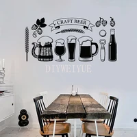 Craft Beer Wall Stickers Bar Decoration Vinyl DIY Decal Removable Mural Alcohol Drinking Pub Kitchen Bar Shop Decor Murals Y205