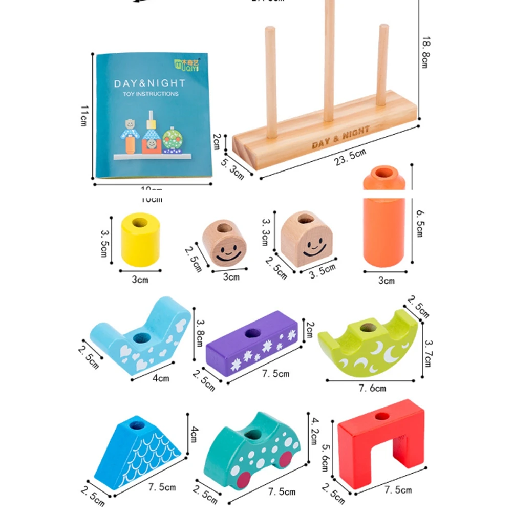 

Baby Toys Colorful Wooden Building Blocks Set Educational Building Blocks Children's Interactive Toys