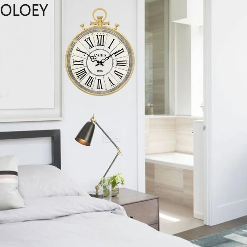 Американские винтажные большие настенные часы металлические креативные для