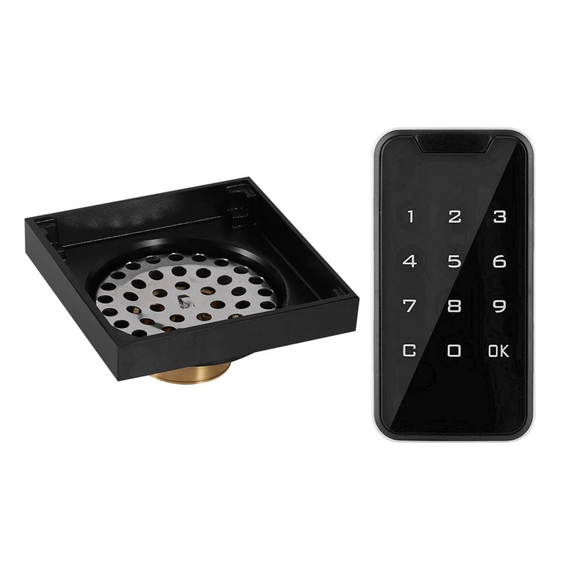 

100X100 Shower Drain Black Bathroom Floor Drain with Electronic Smart Digital Electronic Door Lock