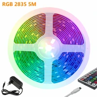 led lights strip rgb 2835 5m non waterproof infrared controller eu night light background decoration flexible luminous for home