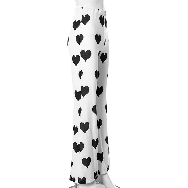 

DUAYR Y2K White Heart-Shaped Wide Leg Pants Fashion High Waist Loose Casual Sports Pants 2021 Summer Harajuku Street Retro Pants