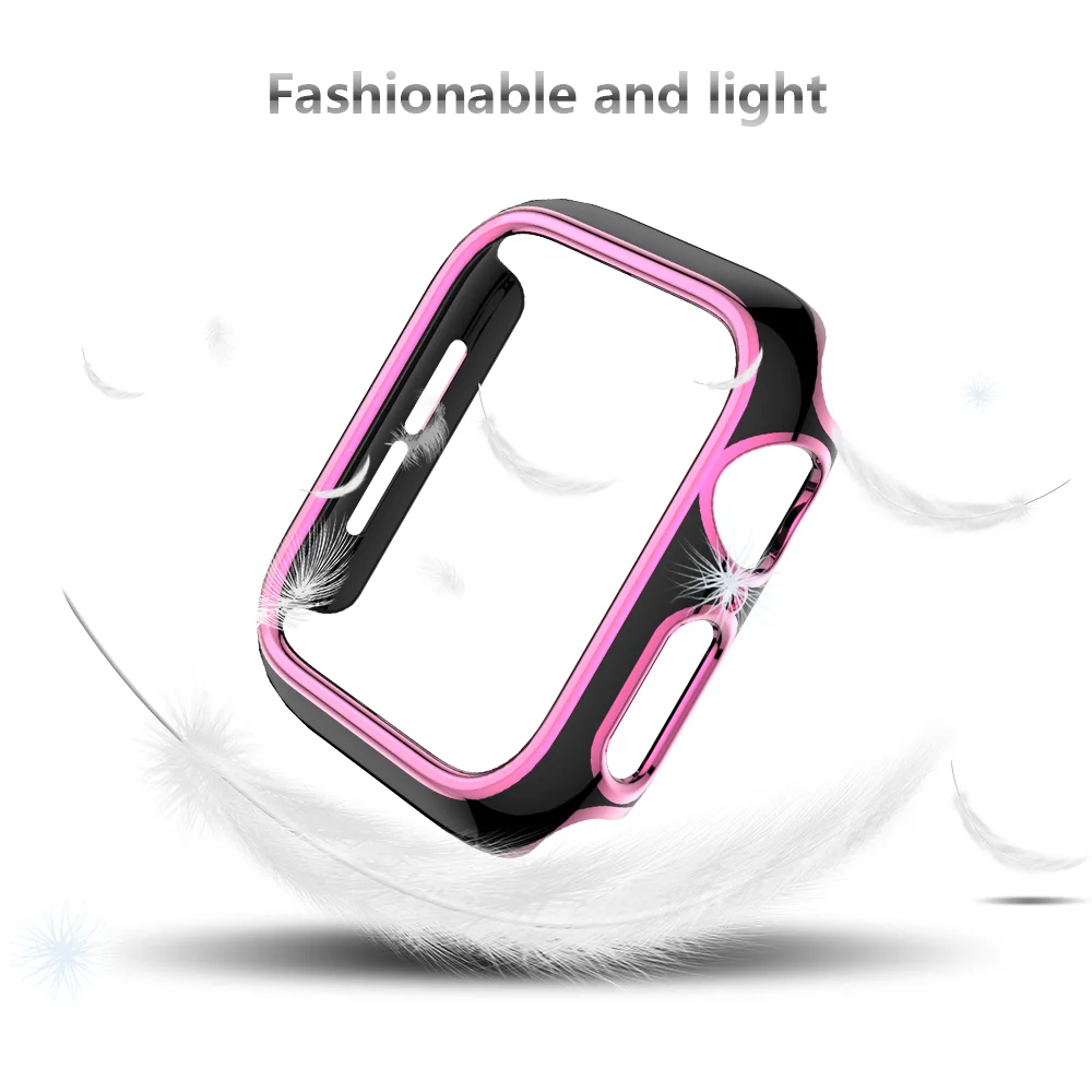 Suitable for Apple Watch 6 electroplating half-pack anti-scratch protective shell iwatchSE543PC two-color suspension carved case