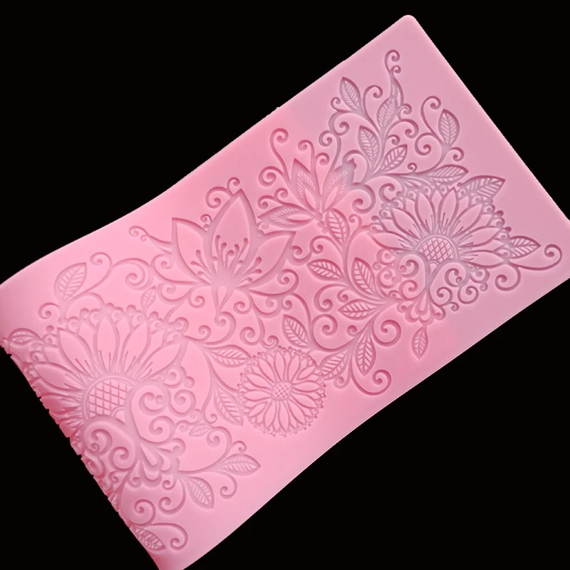 

Lace Mat Exquisite Floral Silicone Mold Wedding Cake Edge Decoration Tool Sugar Craft