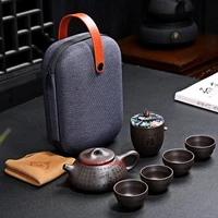portable kungfu teaset travel outdoor office simple use chinese purple sand tea cups tea sets with travel bag free shipping 2021
