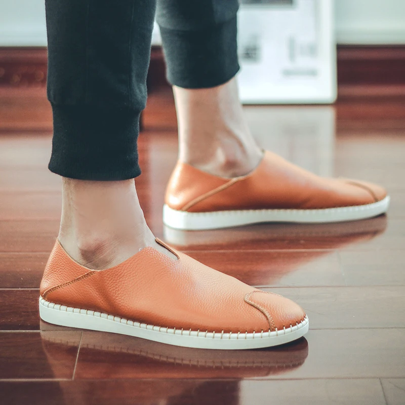 

Big Size 38-47 Fashion Genuine Leather Shoes Penny Loafers For Men Slip On Casual Driving Shoes 2020 Business Shoes Sneaker Male