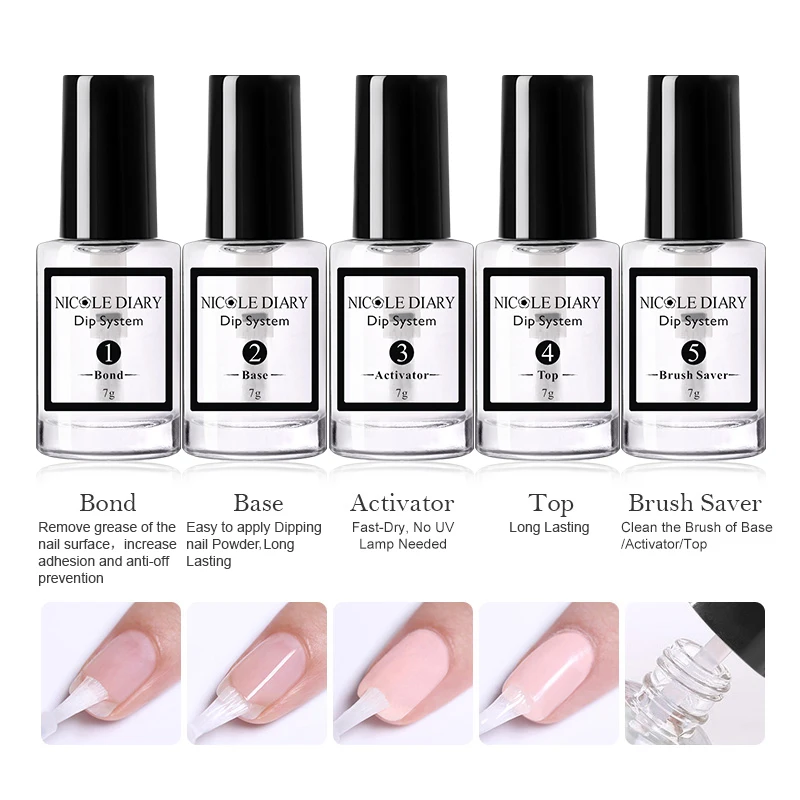 Набор порошковых пудр NICOLE DIARY 9 шт. Желейный фиолетовый розовый лак для ногтей