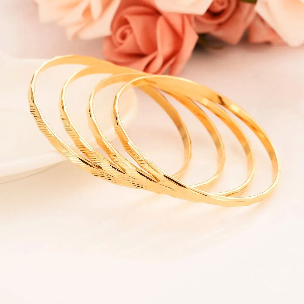 Модные ювелирные изделия Дубай однотонные 18 k желтое золото GF скошенные линии