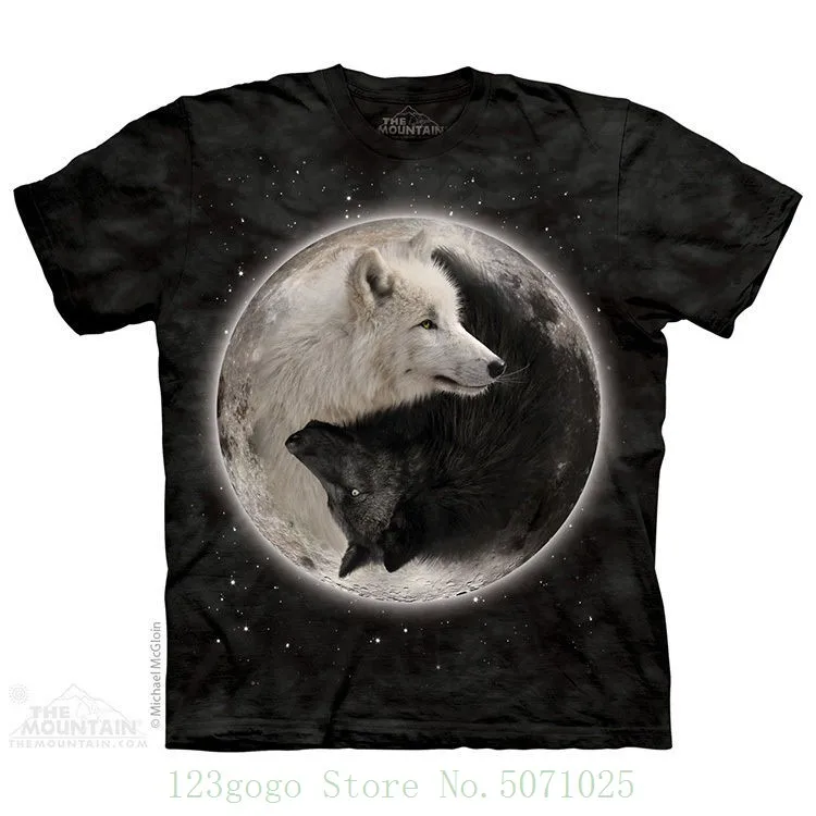 Детская футболка Yin Yang Wolves By The Mountain. Большие размеры S Xl футболки с длинными