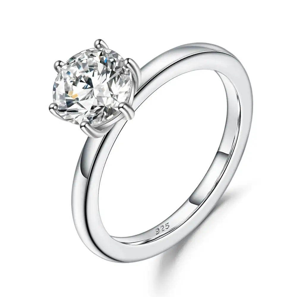 Женские кольца для помолвки GEM'S BALLET 7*7 мм с круглой огранкой Moissanite 1.2Ct EF из