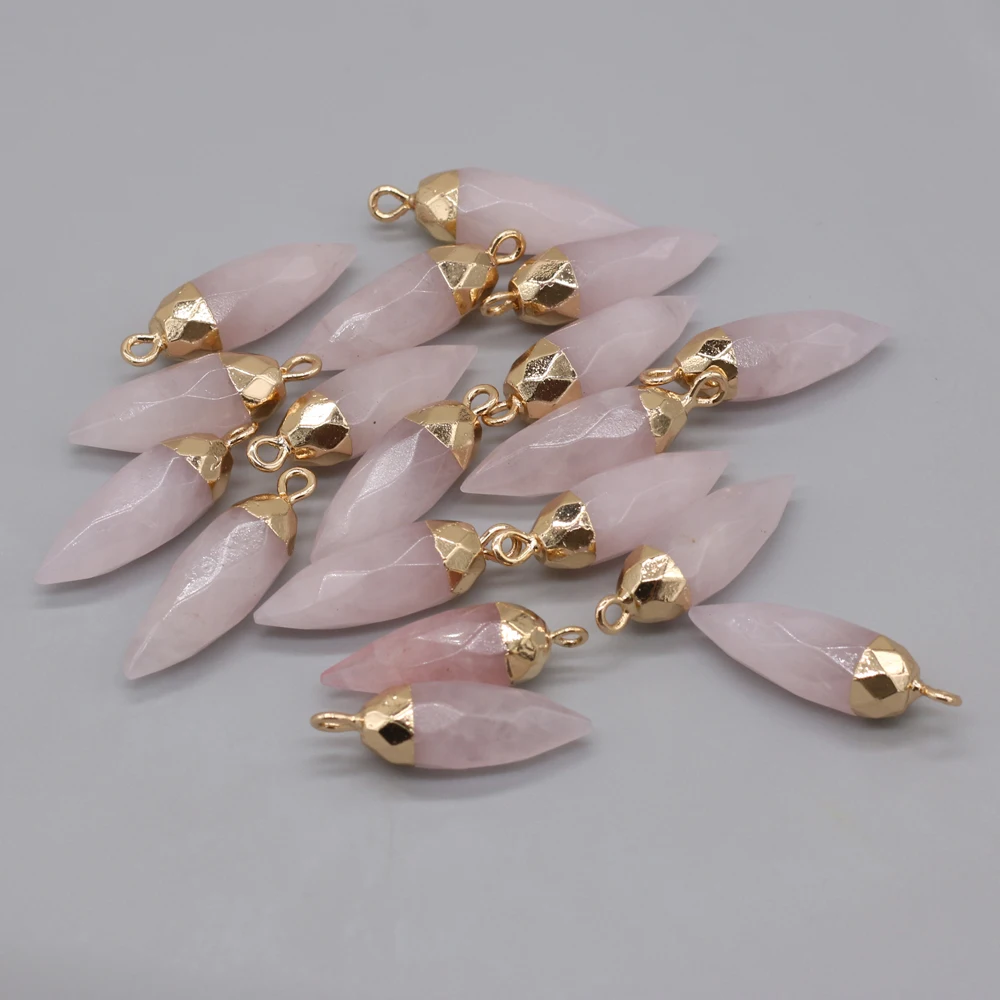 

Wholesale10PCS Natural Semi-precious Stone Rose Quartz Rhombus Pendant Making DIY High Quality Necklace Jewelry Gift