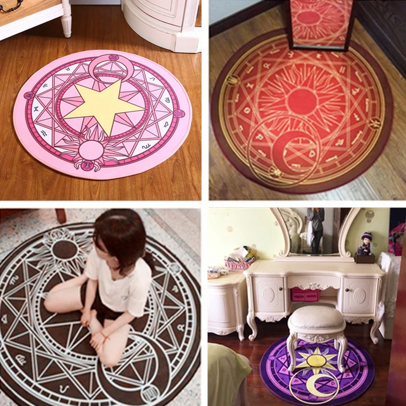 

Fashion Baby Cartoon Play Mat Card Captor Sakura Kinomoto Magic Circle Puzzle Mats Children Round Carpet Diameter 60-100cm