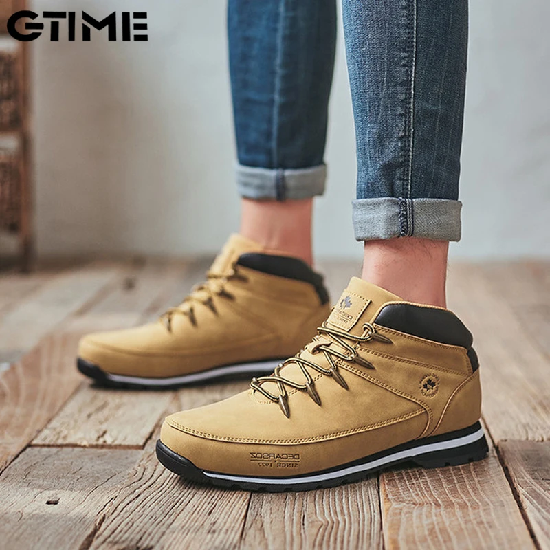 Mens Boots Autumn Winter Casual Boots Shoes Man New Comfy Outdoor Walk Fashion Shoes Man Classic Leather Boots #LAHXZ-110