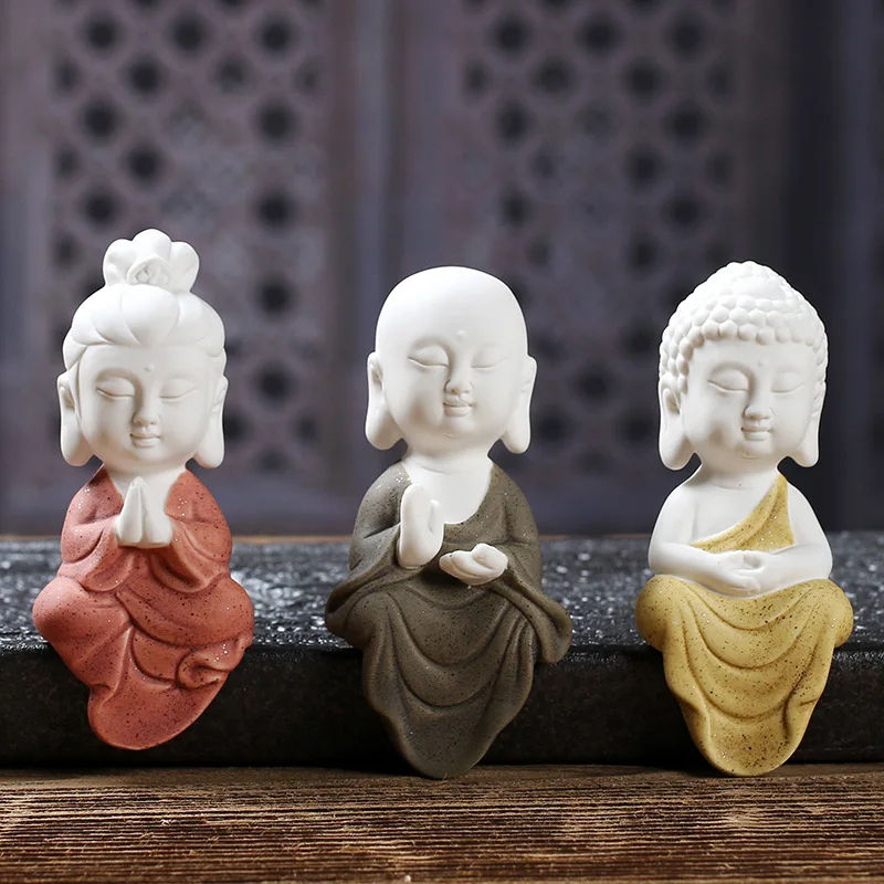 

Ceramic West Buddha Statues Figurinest Zen Italian White Porcelains Painted Buddhist Tea Home Decoration Creative Little Gift