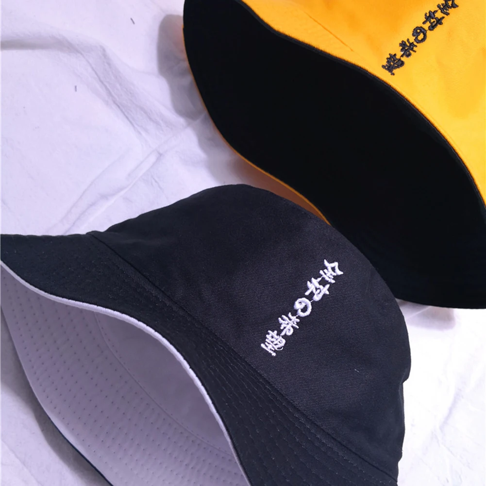 Casual Embroidery Chinese Letter Bucket Hat Hip Hop Outdoor Summer Japanese Travel Vacation Women Sun Panama Fisherman Cap | Аксессуары