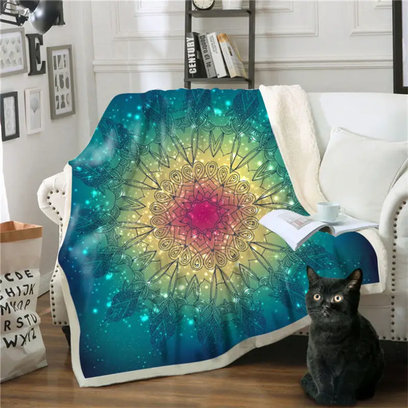 Одеяла 3D Круг Pattern Хлопок Бархатные квадратное одеяло утолщение с капюшоном 150 см