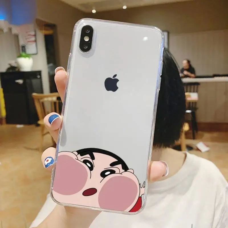 

japan cartoon Cute Crayon Shin chan Phone Case Transparent soft For iphone 5 5s 5c se 6 6s 7 8 11 12 plus mini x xs xr pro max