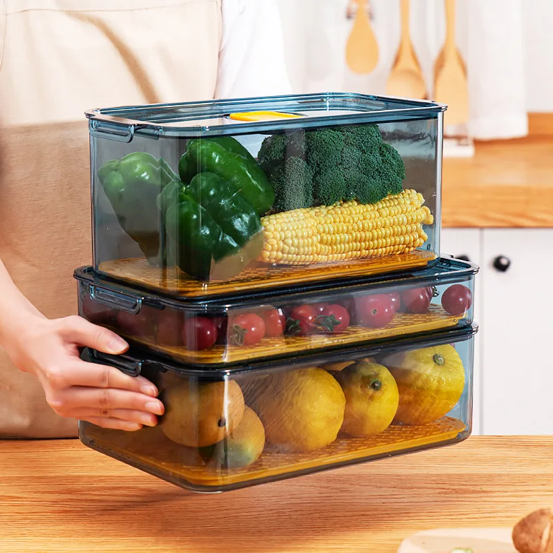 

Refrigerator Storage Box Plastic Kitchen Organizing Frozen Food Grade Sealed Egg Large Capacity Transparent Storage Box