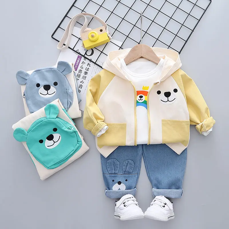 

New Spring Autumn Boys Girls Clothes Children Fashion Zipper Hoodies Shirts Pants 3Pcs/sets Outfit Kids Cotton Casual Tracksuits