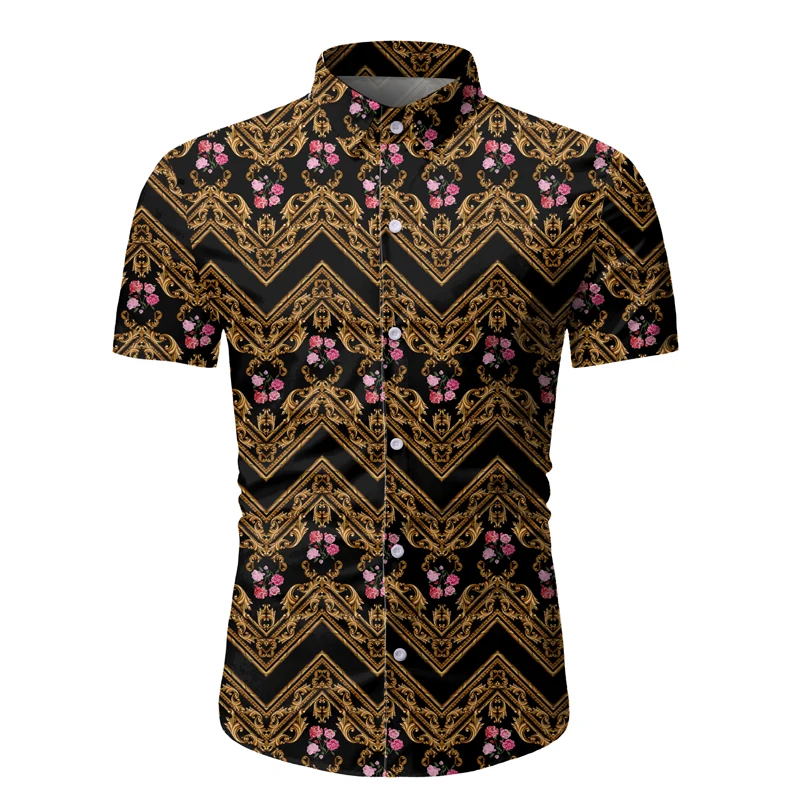 Роскошная Новинка 2020 мужские Гавайские рубашки с коротким рукавом Мужская