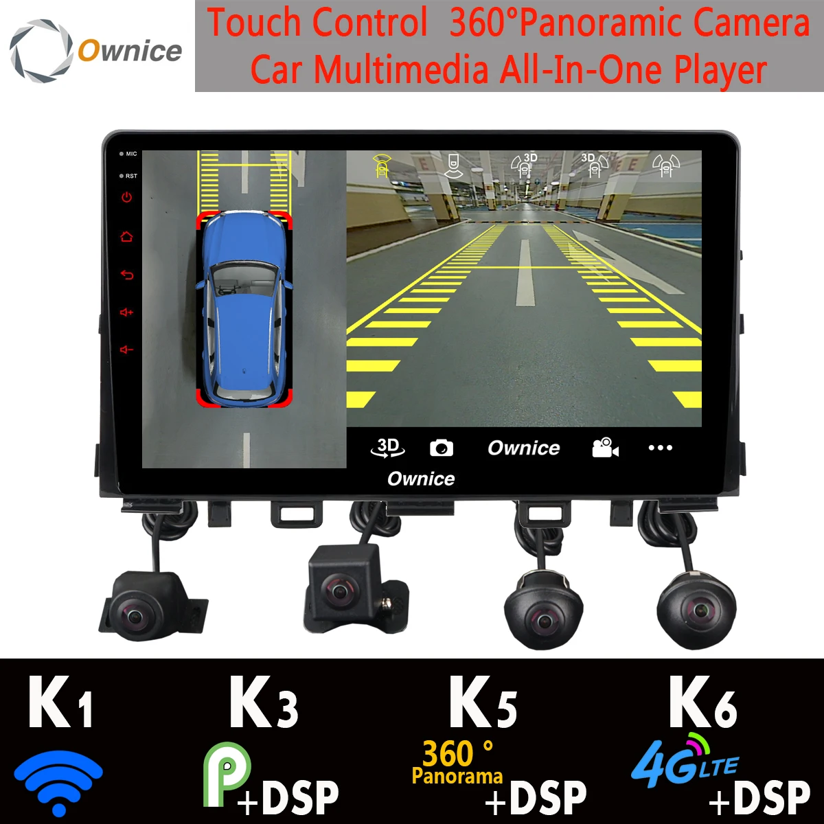 1din 360° Panoramic 4G SIM WiFi Android 9.0 8Core 4G+64G DSP CarPlay Car Multimedia GPS Radio Player for Kia Rio 2017 2018 2019 |