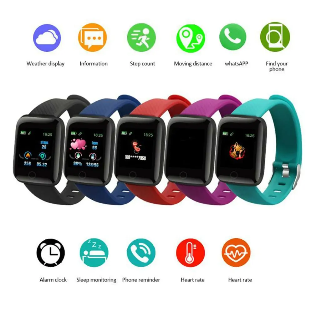 116plus Smart Bracelet Sports Heart Rate Monitoring Wireless Pedometer 116S Watch | Электроника