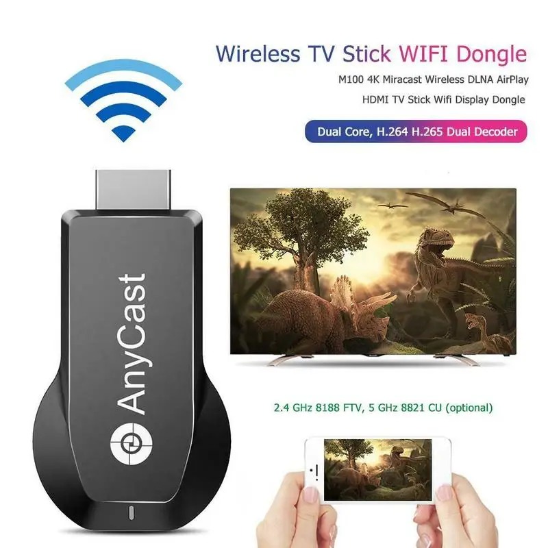 

Anycast M100 2.4G 4K TV Stick Miracast Any Cast Wireless DLNA AirPlay HDMI-compatible Wifi Display Dongle Receiver