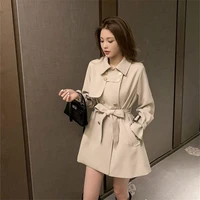 women windbreaker sashes 2021 high end british temperament popular korean color matching coat jacket femme tops overwear