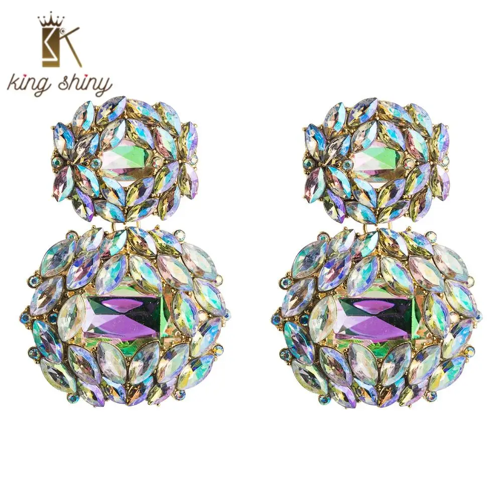 

2020 Za Full Rhinestone Geometric Statement Dangle Earrings Vintage Super Flash Water Drop Bridal Wedding Party Dangle Earrings