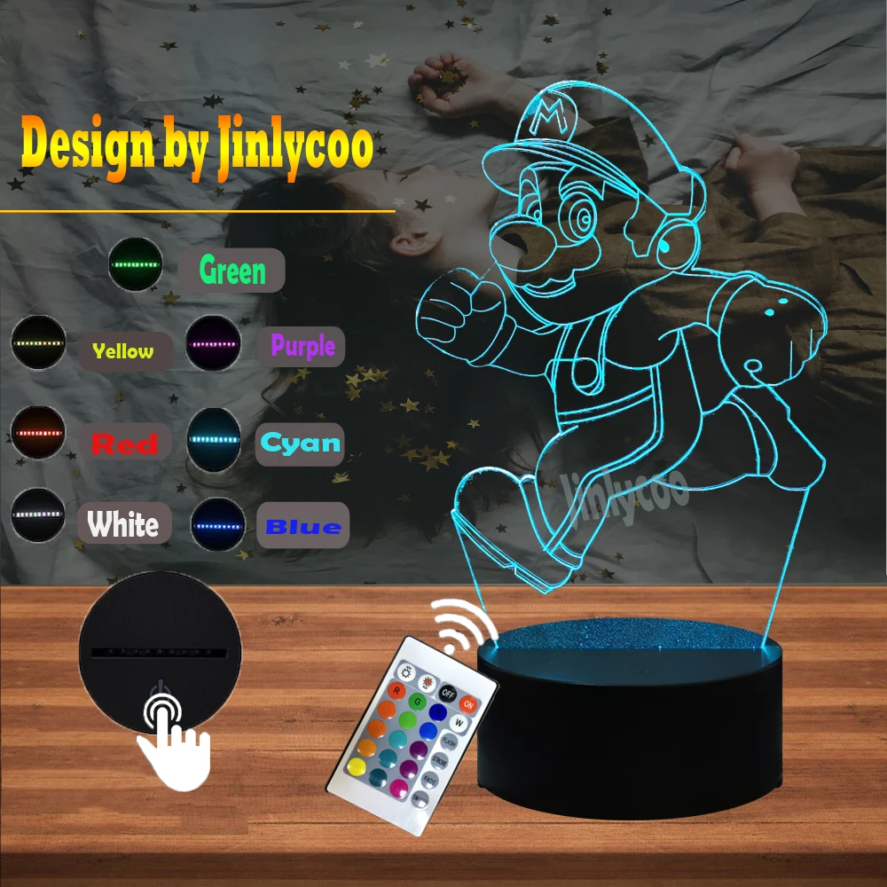 Игра Супер Марио 3D LED ночник настольная лампа USB Зарядка батарея поставка
