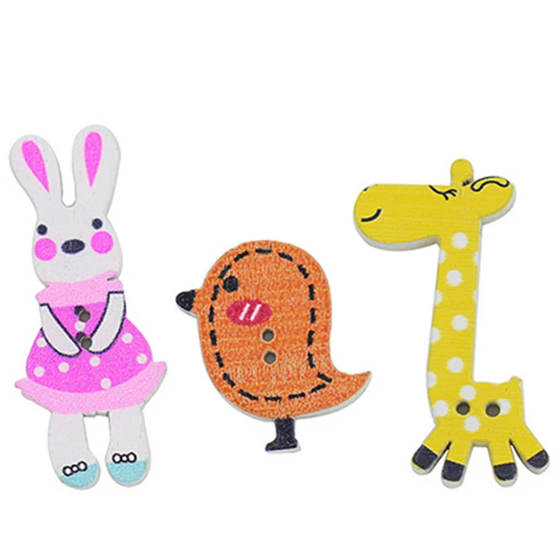 

Animal Hout Naaien Knoppen Scrapbooking Craft Kledingstuk Kleding DIY Supply 2 Gaten Kleur Willekeurig nieuwe 50 PCs