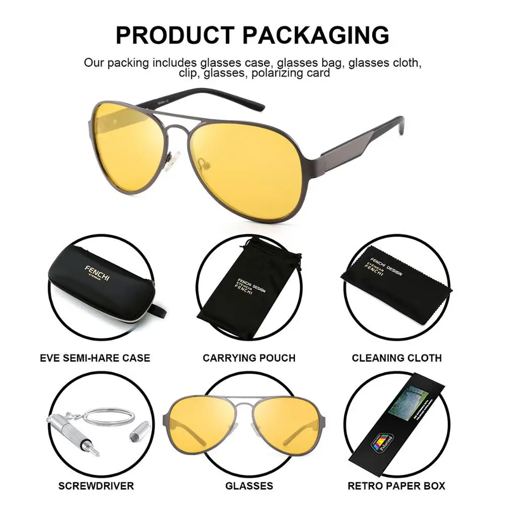 Мужские очки ночного видения Nocturna желтые поляризационные линзы для вождения