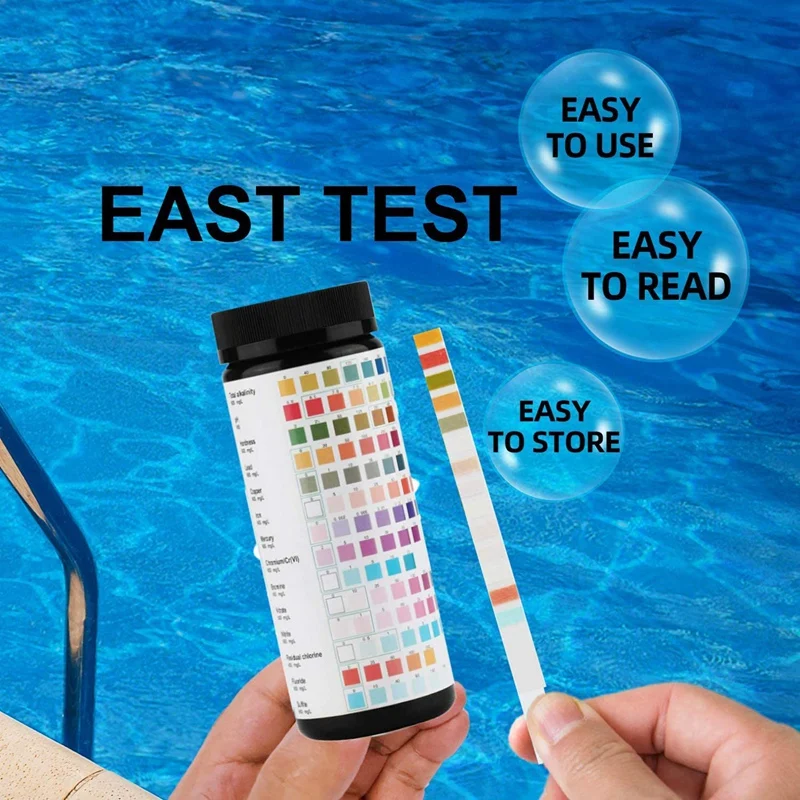 

14-In-1 Pool and Spa Test Strips,Water Quality Testing Strips,Chemistry Test Strips,PH Test Strips for Pool Water, Etc
