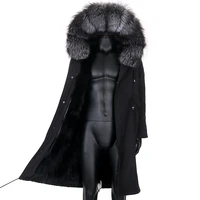 2021 real fur coat winter jacket men x long waterproof parka big natural raccoon fox fur collar hood thick warm outerwear
