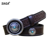 unisex personalized customization national wind auspiciou solid cowhide leather belts for women men accessories sa030