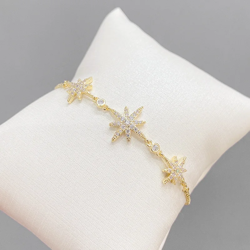 Оптовая продажа браслет с фианитами в виде восьми звезд снежинки для